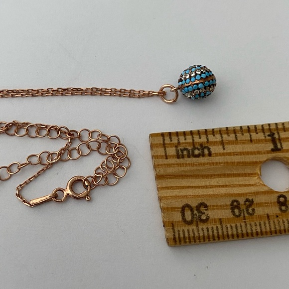 🧿925 Silver blue evileye turquoise cubic zirconia necklace 14k rose gold plated - Picture 4 of 5